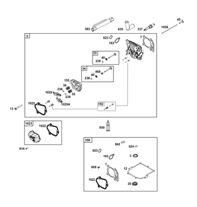 Cylinder Head Group Diagram and Parts List for 09P70B-0262-H5 020000 - 09Z999 Briggs and Stratton Engine